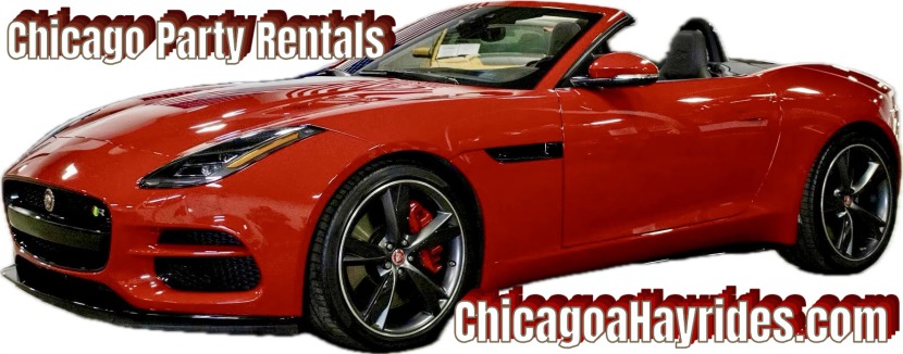 Jaguar Convertible (seasonal) and Tractor Wagon set up is available year round for Chicago Entertainment Rental, Chicago Event Rental, Chicago Party Rental, and can be used for promotional needs like Chicago Parades!  Corporate Events, Municipal Events!